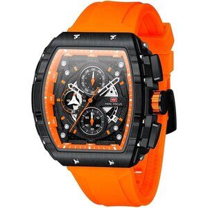 AIMES Orange Men Fashion Wristwatch Large Dial Luminous Waterproof Silicon Strap